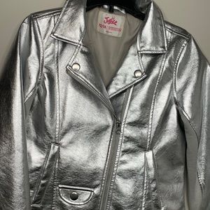 Justice Faux Leather  Moto Jacket Silver